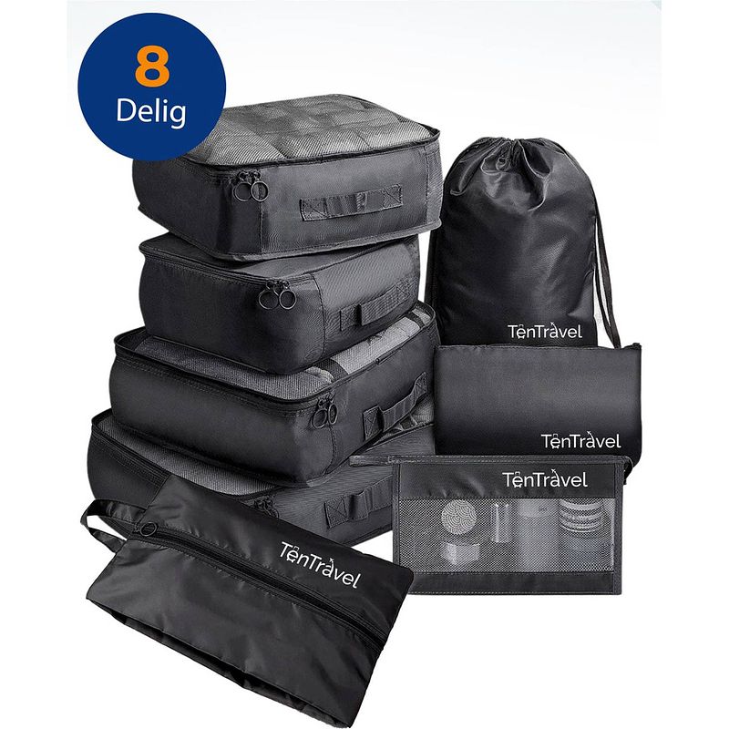 Foto van Tentravel packing cubes set - 8-delig - koffer organizer - compression travel cubes - backpack cube