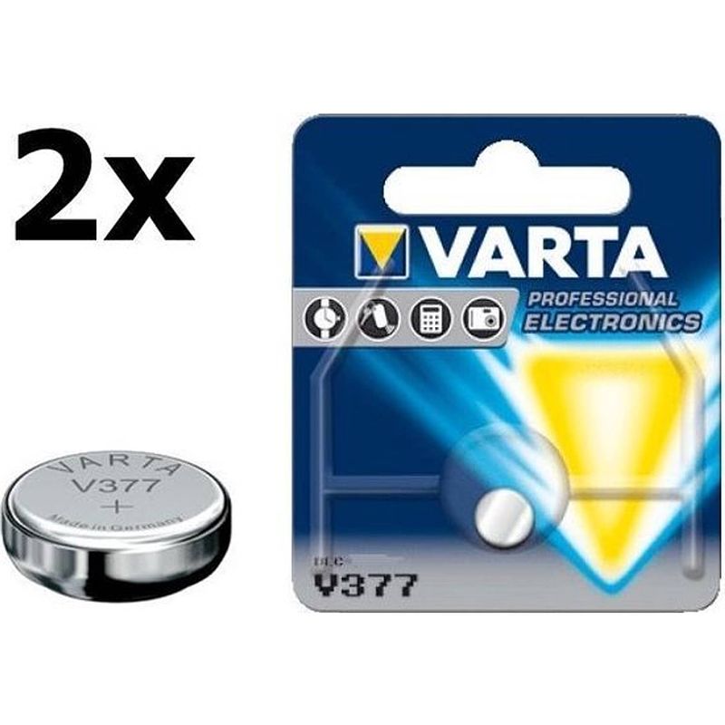 Foto van 2 stuks - varta v377 27mah 1.55v knoopcel batterij