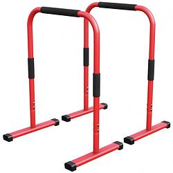 Foto van Gorilla sports dip bars deluxe rood - push up stand bar