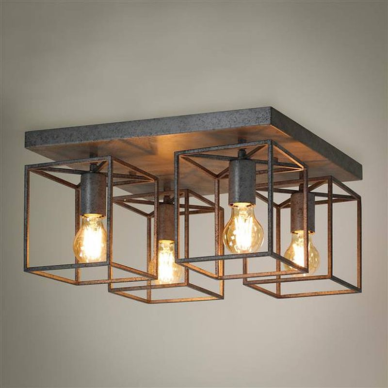 Foto van Hoyz - plafondlamp 4l cubic - oud zilver - industrieel