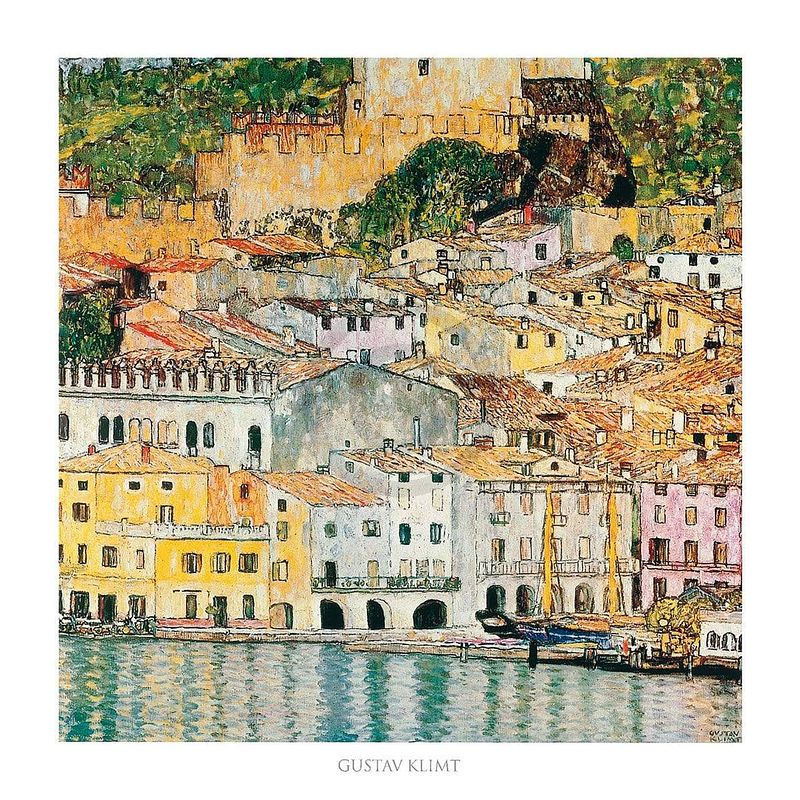 Foto van Gustav klimt - malcesine kunstdruk 70x70cm