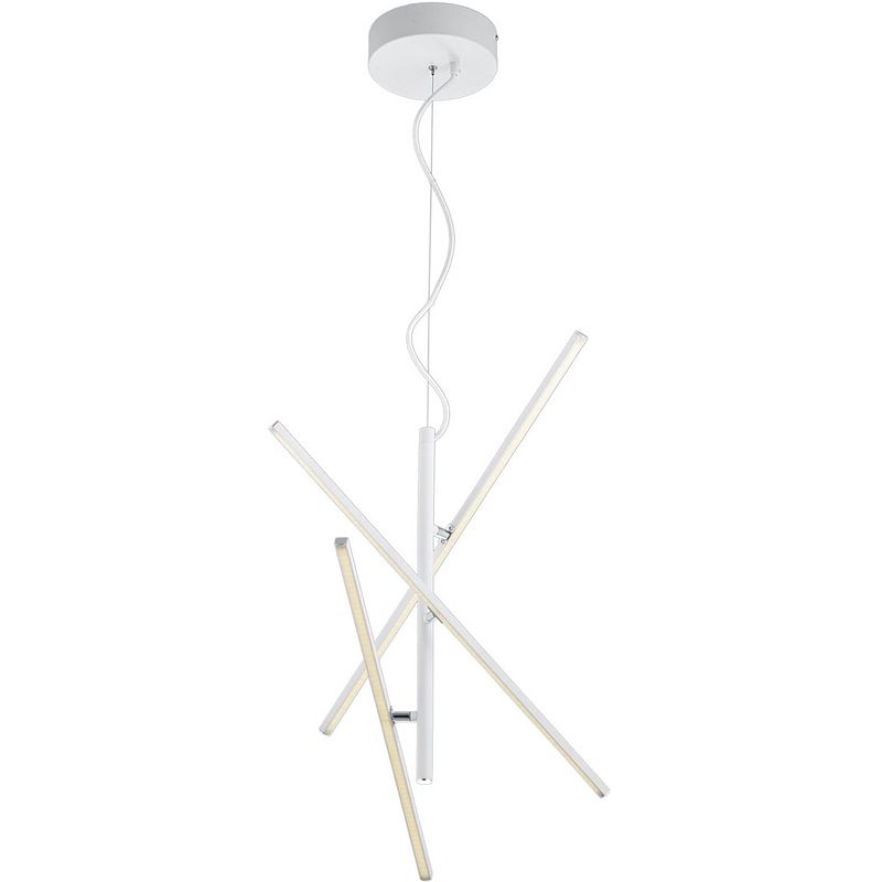 Foto van Led hanglamp - hangverlichting - trion tiraki - 22.5w - warm wit 3000k - dimbaar - rechthoek - mat wit - aluminium