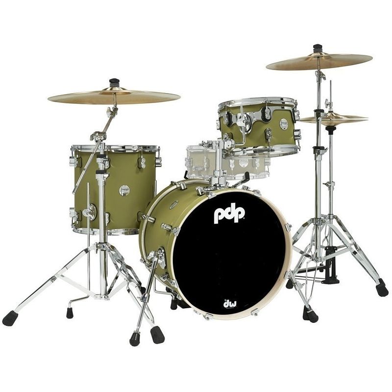 Foto van Pdp drums pd805404 concept maple finish ply satin olive 3d. shellset