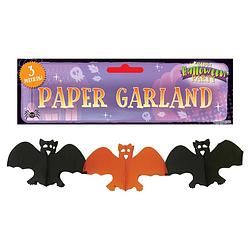Foto van Halloween feestslinger vleermuizen - 3 meter - oranje/zwart - van papier - feestslingers