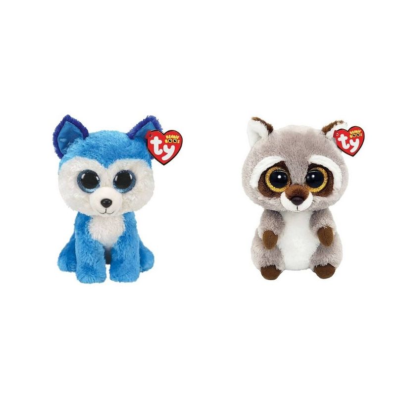 Foto van Ty - knuffel - beanie boo's - prince husky & racoon