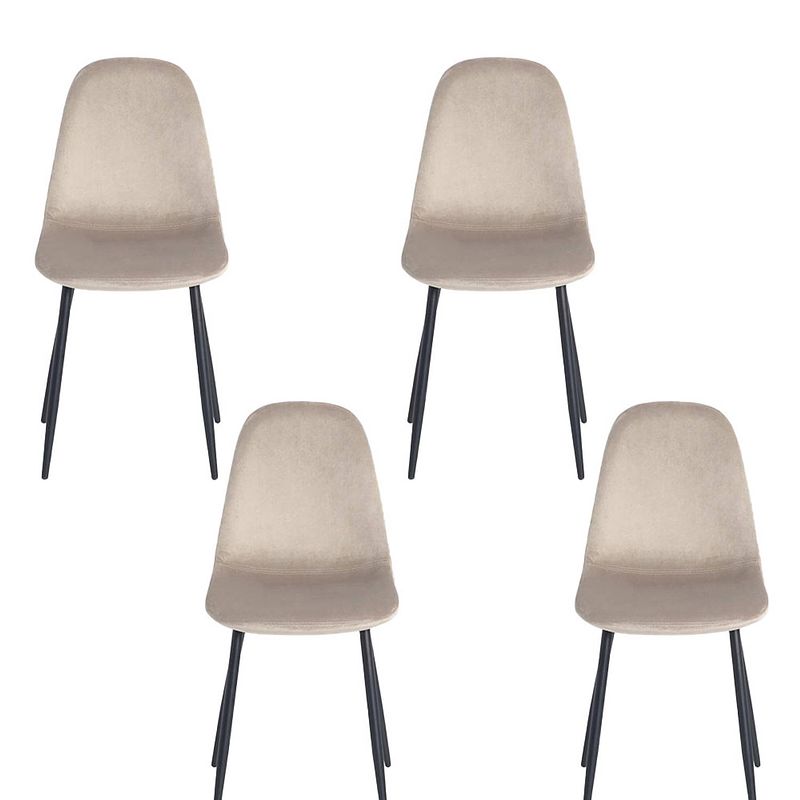 Foto van Cordoba eetkamerstoel - eetkamerstoelen set van 4 - velvet - zwarte metalen poten - beige