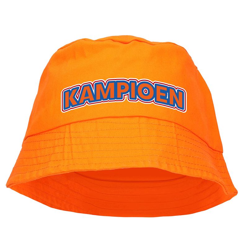 Foto van Koningsdag vissershoedje/bucket hat oranje - kampioen - 57-58 cm - verkleedhoofddeksels