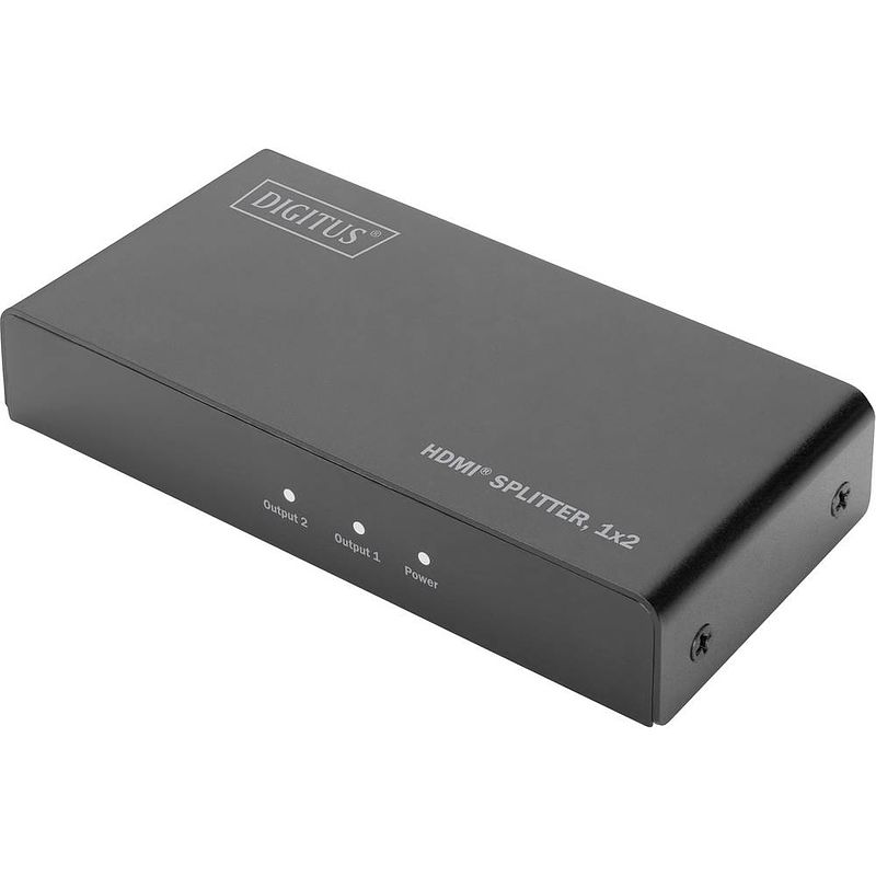 Foto van Digitus ds-45324 2 poorten hdmi-splitter led-weergave, met metalen behuizing, ultra hd-geschikt, met status-leds 4096 x 2160 pixel zwart