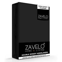 Foto van Zavelo double jersey hoeslaken zwart-lits-jumeaux (160x200 cm)