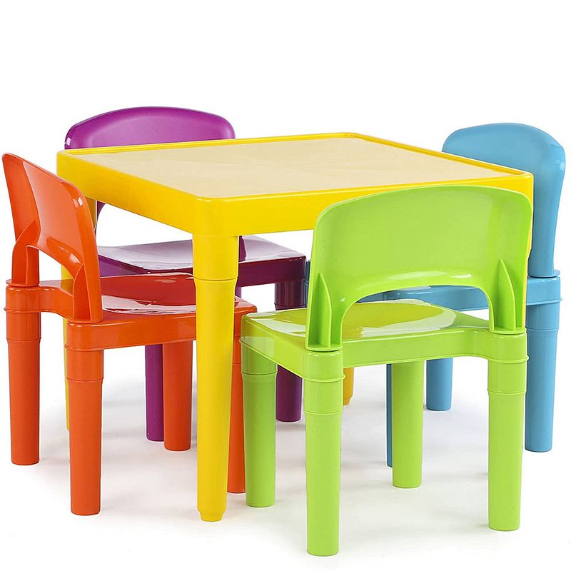 Foto van Kindertafel met stoeltjes van kunststof - 1 tafel en 4 stoelen