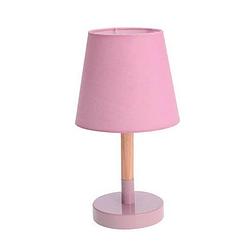 Foto van Roze tafellamp/schemerlamp hout/metaal 23 cm - tafellampen