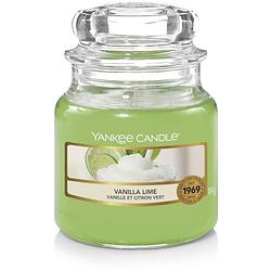 Foto van Yankee candle geurkaars small vanilla lime - 9 cm / ø 6 cm
