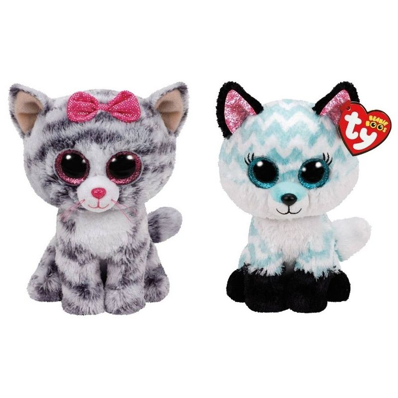 Foto van Ty - knuffel - beanie boo'ss - kiki cat & atlas fox