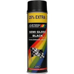 Foto van Motip zijdeglans acryllak zwart - 500 ml - spuit spray zwart - verf zwart kopen- spuitspray lak zwart zijdeglans 500 ml
