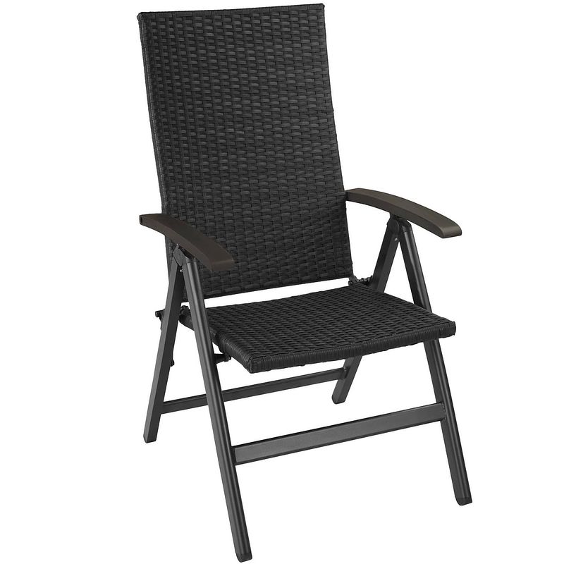 Foto van Tectake® - wicker tuinstoel canberra opklapbaar - zwart - 404570