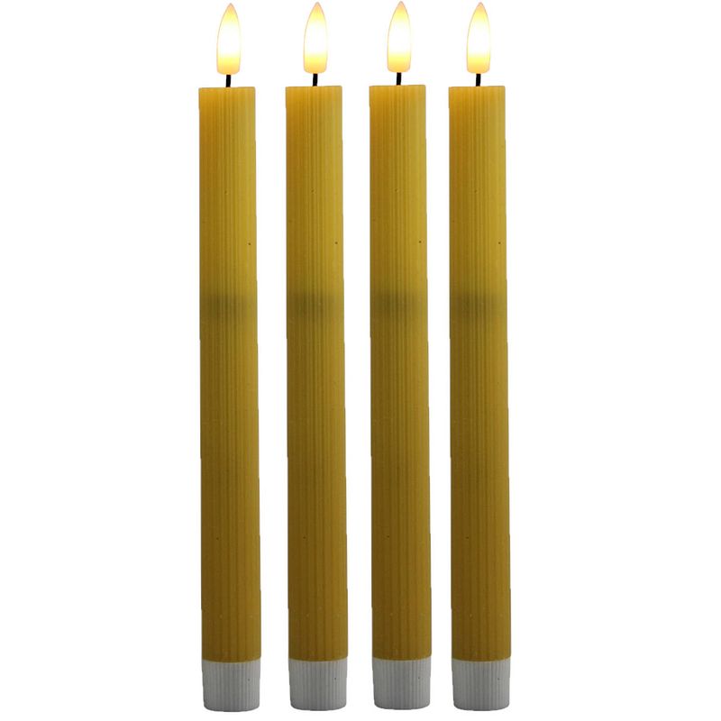 Foto van Magic flame led dinerkaarsen - 4x st - geel - 25,5 cm - led kaarsen