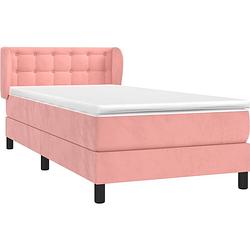 Foto van The living store boxspringbed - fluweel - pocketvering - middelhard - huidvriendelijke topmatras - roze - 203x93x78/88