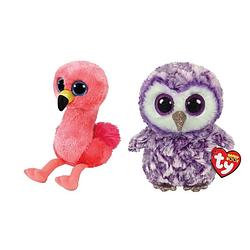 Foto van Ty - knuffel - beanie boo's - gilda flamingo & moonlight owl