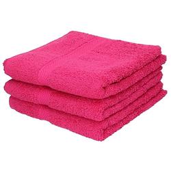 Foto van 3x badkamer/douche handdoeken fuchsia roze 50 x 90 cm - badhanddoek