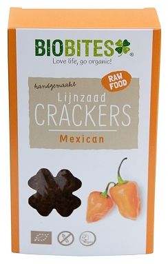 Foto van Biobites lijnzaad crackers raw mexican 2st