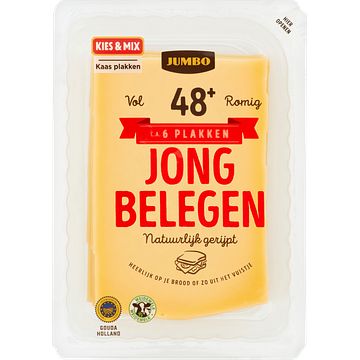 Foto van 2 voor € 4,50 | jumbo gouda holland jong belegen kaas 48+ plakken 190g aanbieding bij jumbo