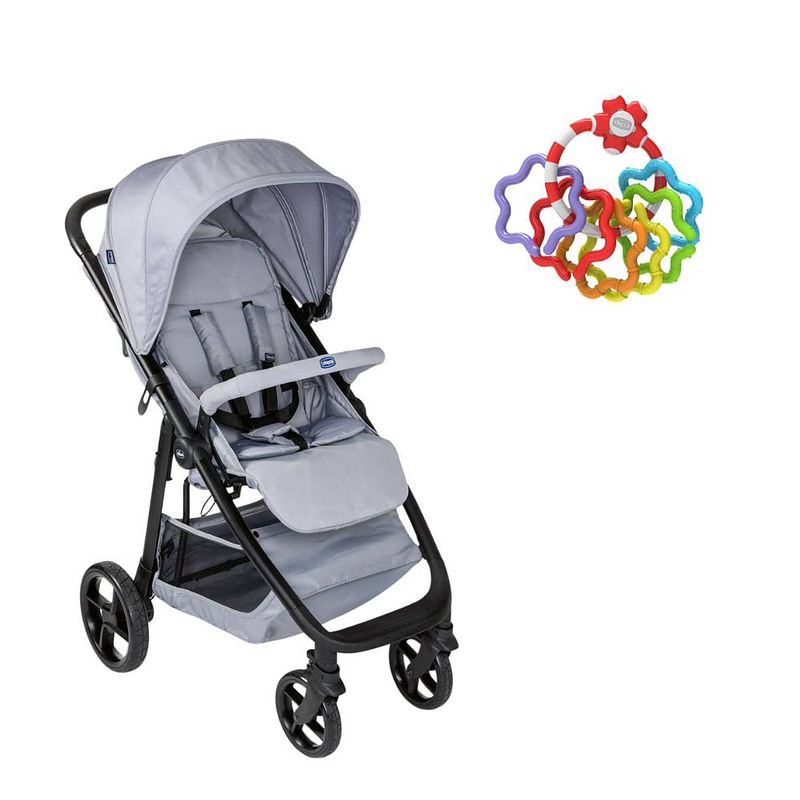 Foto van Chicco bundel - buggy multiride - light grey & rammelaar - regenboog speelringen