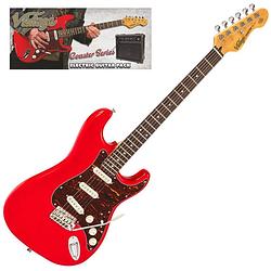 Foto van Vintage vip-v60rd coaster series gloss red guitar pack elektrische gitaar set met versterker