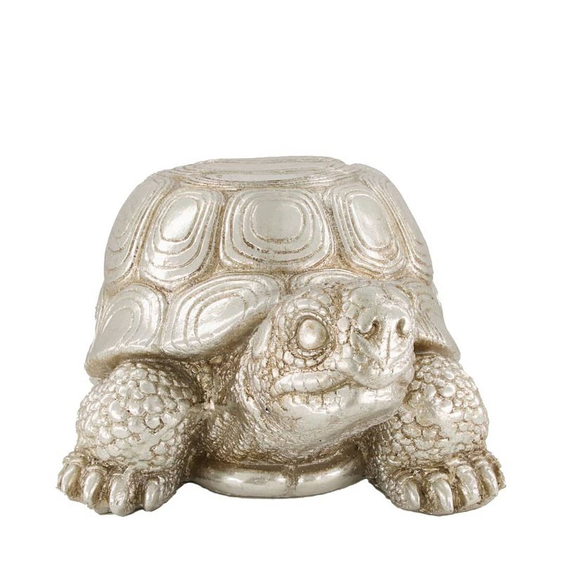 Foto van Dknc - tafel schildpad - polyresin - 46x33.5x23.5cm - zilver