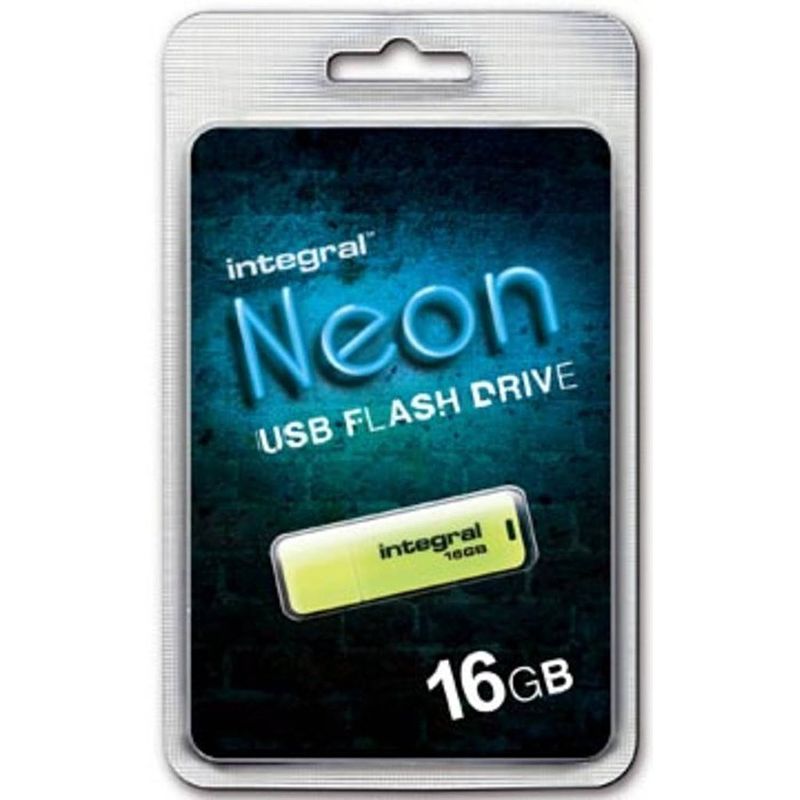 Foto van Integral neon usb 2.0 stick, 16 gb, geel