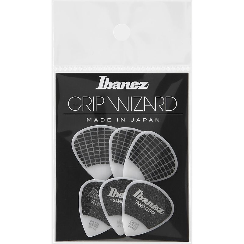 Foto van Ibanez ppa16hsgwh grip wizard sand grip plectrumset 6-pack heavy wit