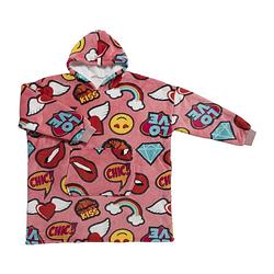 Foto van Oversized hoodie smiley/lips - one size - polyester