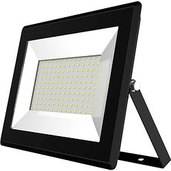 Foto van Led bouwlamp 100 watt - led schijnwerper - aigi iglo - helder/koud wit 6400k - waterdicht ip65 - mat zwart - aluminium