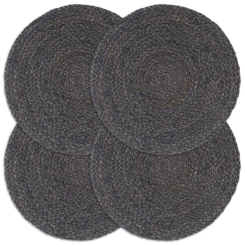 Foto van Vidaxl placemats 4 st rond 38 cm jute donkergrijs