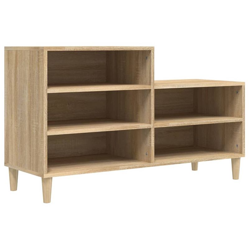 Foto van The living store schoenenkast 102x36x60 cm bewerkt hout sonoma eikenkleurig - schoenenkast