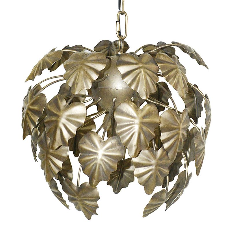 Foto van Haes deco - hanglamp - city jungle - goudkleurige bladeren lamp, ø 37x35 cm - hanglamp eettafel, hanglamp eetkamer