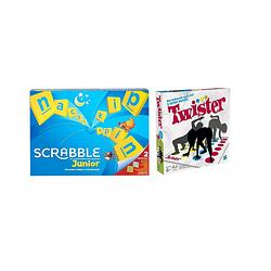 Foto van Spellenbundel - bordspel - 2 stuks - mattel scrabble junior & hasbro twister