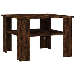 Foto van The living store salontafel 60x60x42 cm bewerkt hout gerookt eikenkleurig - tafel