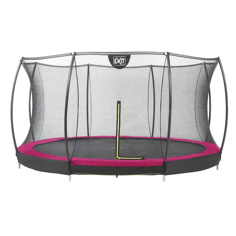 Foto van Exit silhouette verlaagde trampoline met veiligheidsnet rond - 366 cm - roze