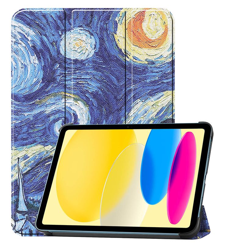 Foto van Basey ipad 10 2022 hoes case hoesje hard cover - ipad 10 hoesje bookcase - sterrenhemel