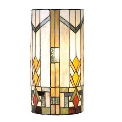 Foto van Clayre & eef tiffany wandlamp cilinder uit de modern lines serie - groen, geel, ivory, multi colour - ijzer, glas