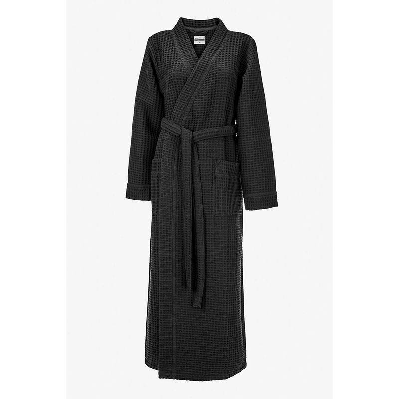 Foto van Hnl bath wafel badjas kuitlengte - midnight black - xl