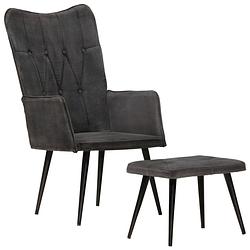 Foto van Vidaxl fauteuil met voetenbank vintage stijl canvas zwart