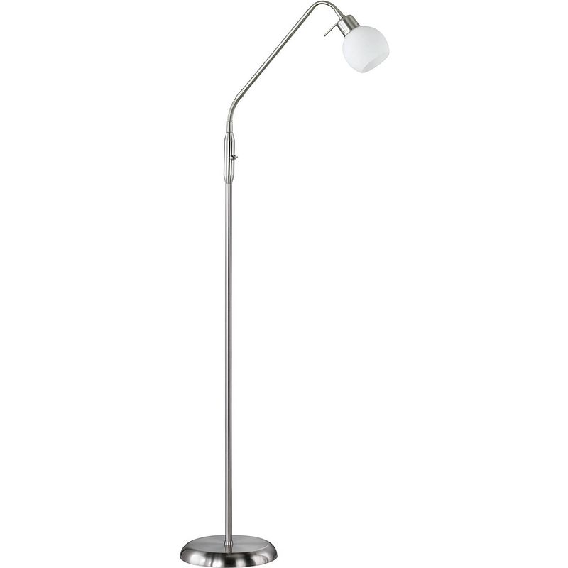 Foto van Led vloerlamp - trion frudo - 4w - e14 fitting - warm wit 3000k - 1-lichts - rond - mat nikkel - aluminium