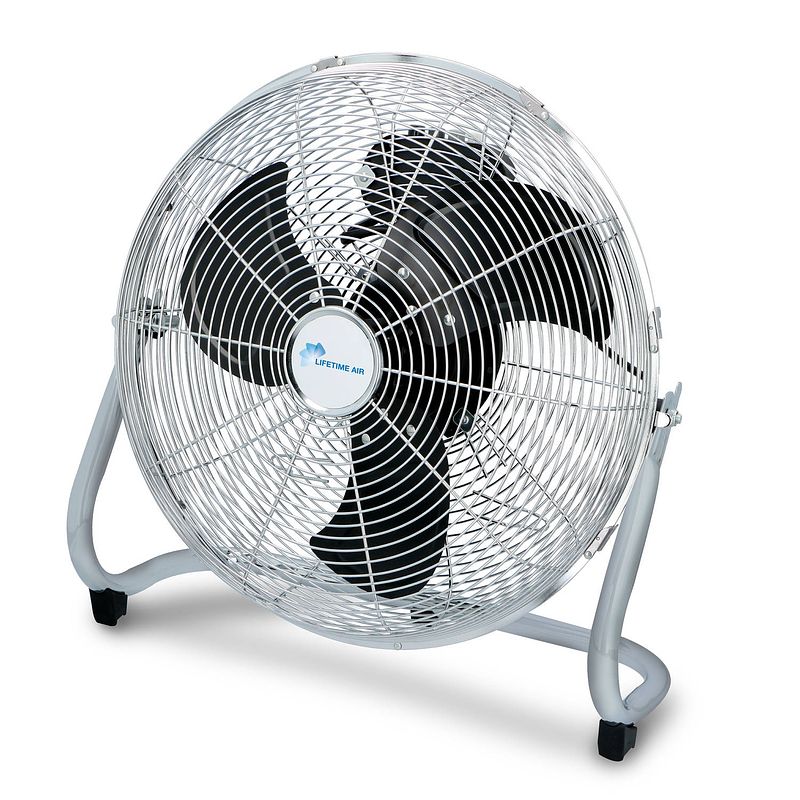 Foto van Lifetime air vloerventilator - chroom- retrolook - 100 w - ø 40 cm