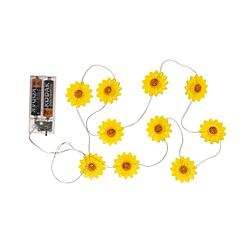 Foto van Lichtsnoer - zonnebloemen - geel - 160 cm - batterij - verlichting - lichtsnoeren