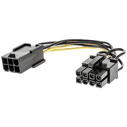 Foto van Lindy stroom adapterkabel [1x pcie-bus 6-polig - 1x pcie-stekker 8-polig] 0.15 m zwart, geel