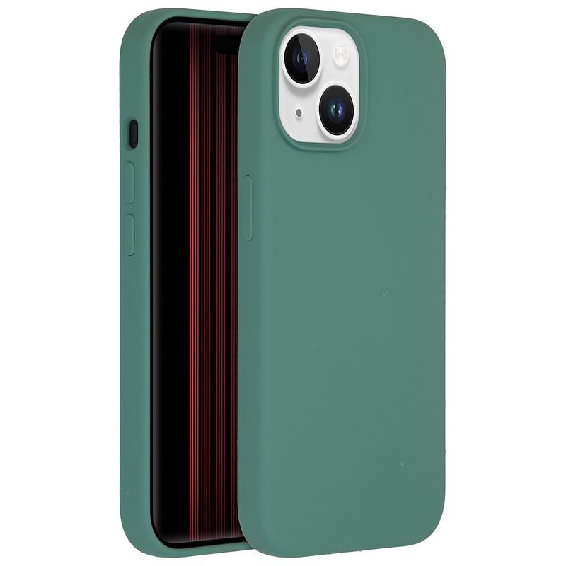 Foto van Accezz liquid silicone backcover iphone 15 telefoonhoesje groen