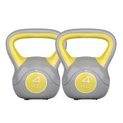 Foto van Gorilla sports kettlebells - kunststof trendy - 2 x 4 kg - set van 2