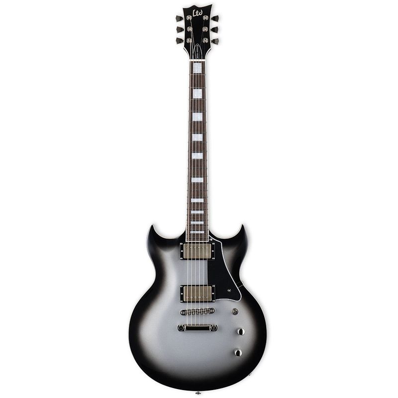 Foto van Esp ltd royal shiva silver sunburst bill kelliher signature elektrische gitaar met koffer