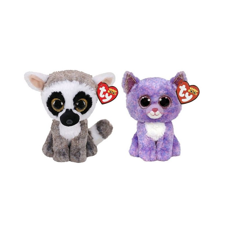 Foto van Ty - knuffel - beanie boo's - linus lemur & cassidy cat